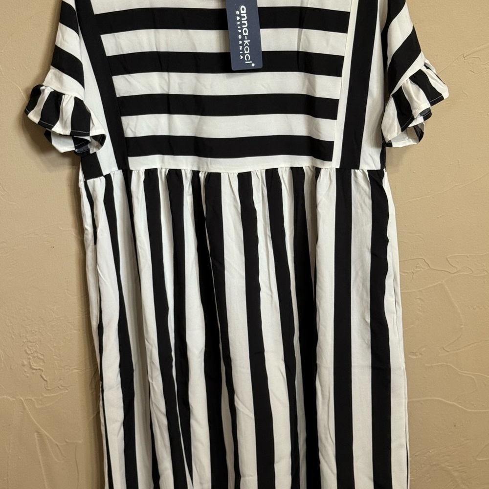 Black and White Striped Dress by Anna-Kavi of California Size L